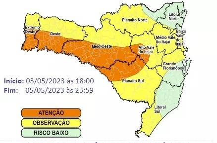 Aviso Meteorol Gico Da Defesa Civil Deixa Ao Menos Regi Es De Sc Em