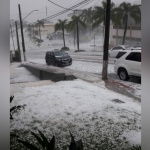 Chuva se acumulou e se assemelhou a neve. – Foto: Defesa Civil/Divulgação/ND