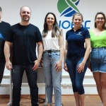 Coordenadores Álvaro Cielo Mahl, Lediani Mohr, Fernanda Trentin, Alceu Cericato e Eliane Beduschi.  Foto Divulgação Unoesc