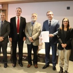 Na foto - Secretário João Cavallazzi, deputado Maurício Eskudlark, secretário da Administração, Jorge Tasca, desembargador João Henrique Blasi, Silvano Silva, subprocuradora-Geral Gladys Afonso e conselheiro Adircélio Ferreira Jr