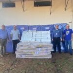 Foto: 04/08/2023 – Recebimento 5 camas hospitalares com colchões impermeáveis