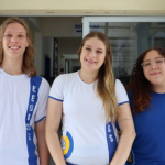 Da esquerda para direita: Arthur Guilherme Malage Klessner, Giovana Caxambu Grecco e Maria Antonia Carvalho da Silva, estudantes no município de Maravilha