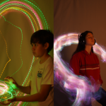 Imagens produzidas nas oficinas de fotografia a partir da técnica light painting. Divulgação/Projeto LUMIÁ