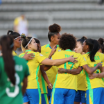 Força coletiva: mesmo com time alternativo, Brasil ditou o ritmo do jogo. Créditos: Lívia Villas Boas / CBF