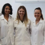 Na imagem as pesquisadoras Vanessa Ruana Ferreira da Silva, Aniela Kempka e Cristiane Chitolina Trema. Foto: Arquivo pessoal.