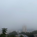 Neblina encobre o Centro de Maravilha nesta manhã. Foto: Tamara Finardi/ WH Comunicações/ Líder