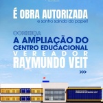 A Administração Municipal também disponibilizou imagens do projeto arquitetônico do Centro Educacional Vereador Raymundo Veit. Imagem: reprodução rede social