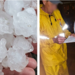 Cerca de 20 residências foram atingidas pelo granizo durante o temporal em Campo Erê Foto: Reprodução/Redes Sociais/Defesa Civil